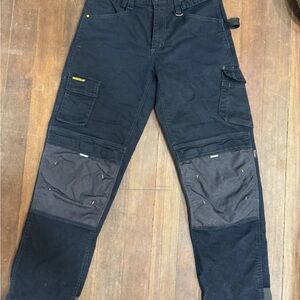 CAT Cargo Gorpcore Utility Pants Double Knee Waterproof Distressed Black 32 x 36